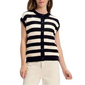 Universal Thread Pointelle sweater vest (target) S Striped Black and Tan